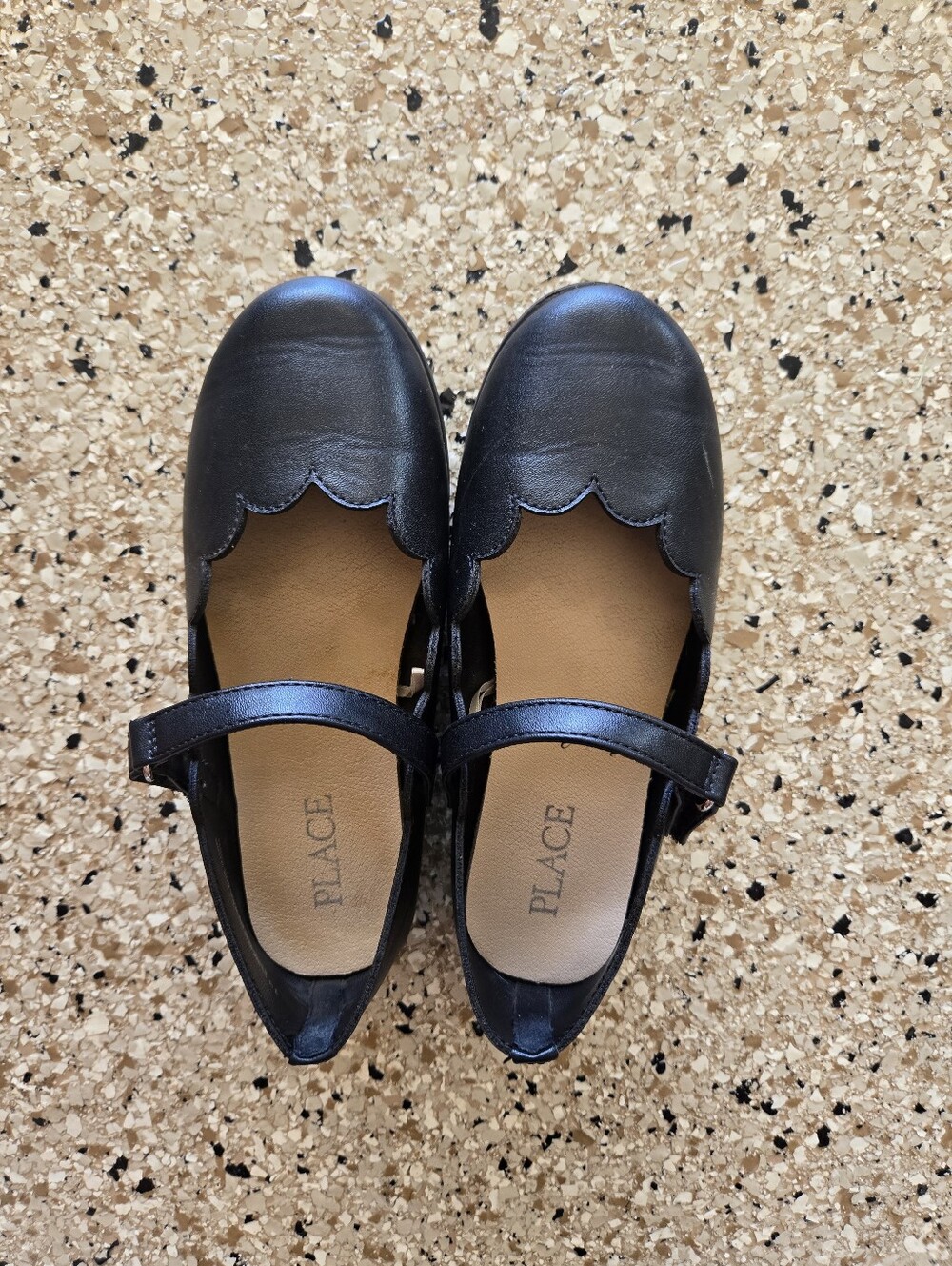 PLACE Black Scalloped Mary Jane Flats
